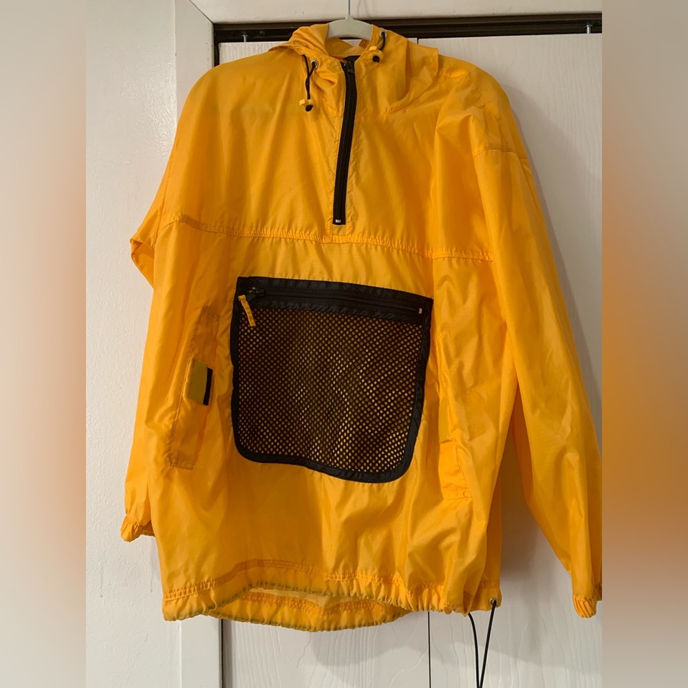 Yellow Windbreaker with Black Mesh Pocket